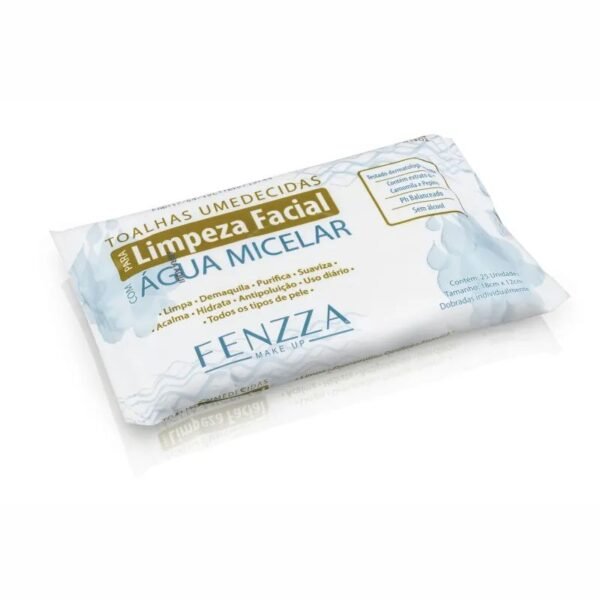 Lenço Umedecido De Limpeza Facial Com Água Micelar - Fenzza 25 lenços umedecidos de 18 cm x 12 cm